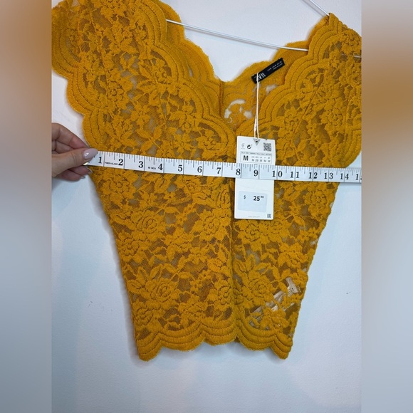 Zara Yellow Lace Top – Size M (NWT) - Picture 5 of 7